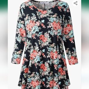 **3-for-15** EUC JollieLovin Flowy Floral Tunic Top